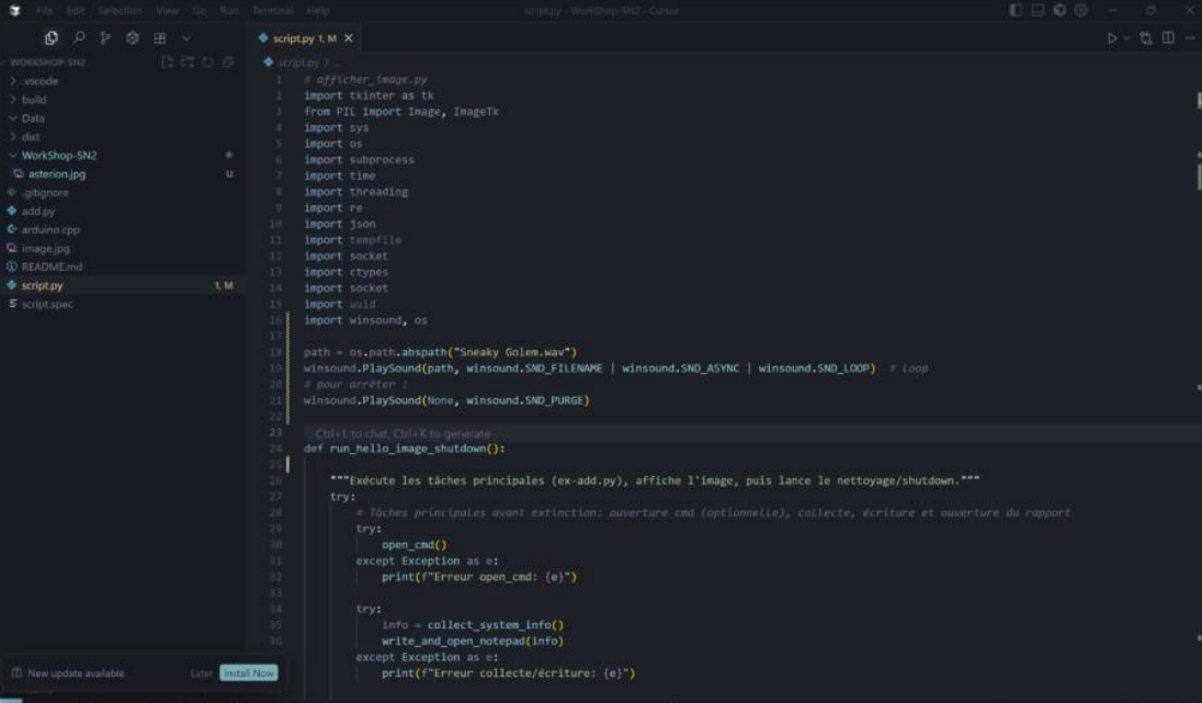 Script Python de collecte – aperçu